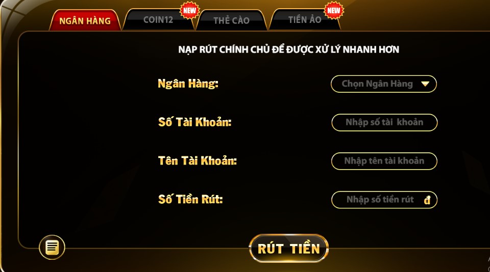 Rút tiền Big88 đơn giản với đa dạng phương thức thanh toán 2 Hướng dẫn rút tiền về tài khoản bằng ngân hàng